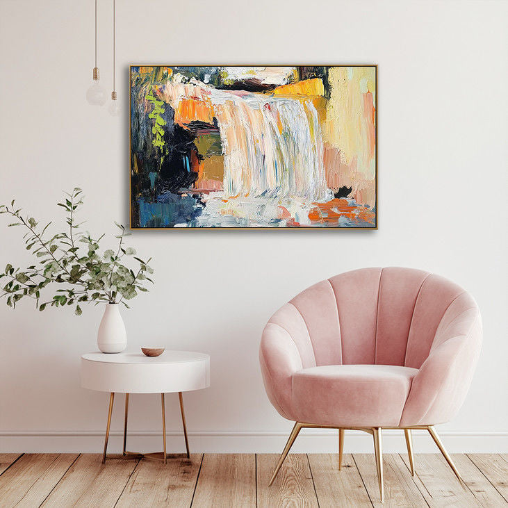 Hand Painted Colorful Waterfall Art #YX102