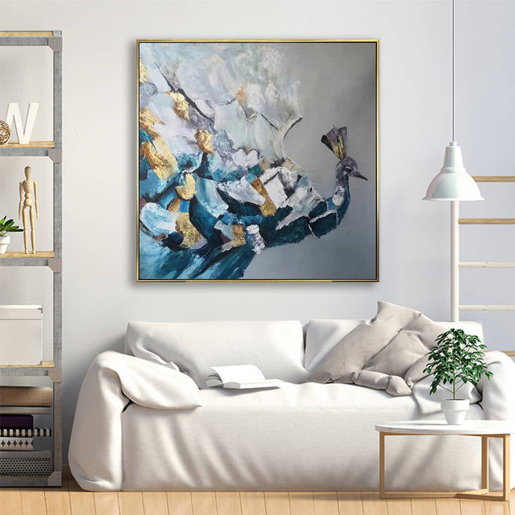 Abstract Peacock Canvas Painting #YX307
