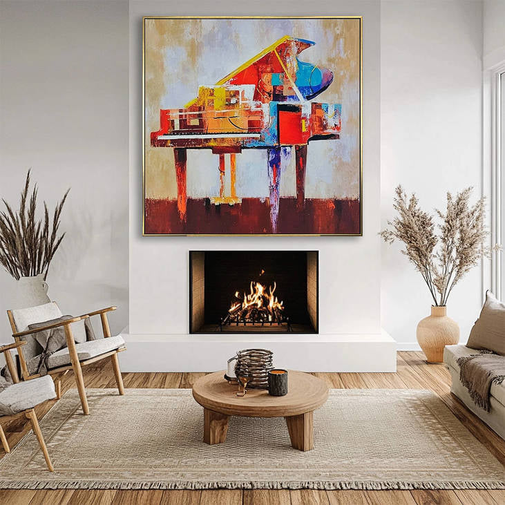 Abstract Colorful Piano Hand Painted Canvas Art #YX336
