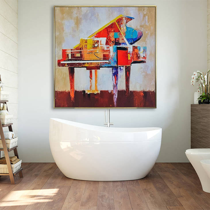 Abstract Colorful Piano Hand Painted Canvas Art #YX336