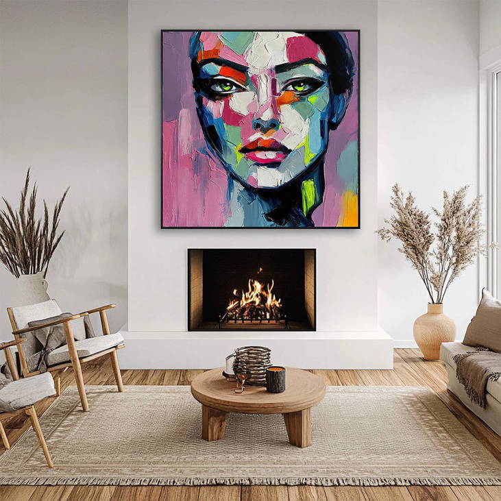 Abstract Hand Painted Portrait Decorative Art Canvas #YX352