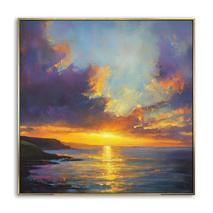 Coastal Sunset Dream: Abstract Seascape Art #YX157