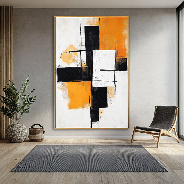 Hand Painted Abstract Geometric Wall Art #YX73
