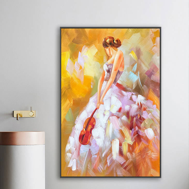 Vibrant Abstract Lady Violin Art #YX218