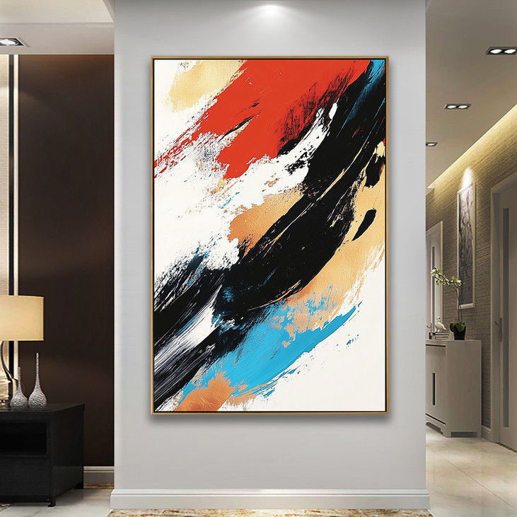 Colorful Abstract Wall Art - Modern Brushstroke Painting for Living Room  #YX57