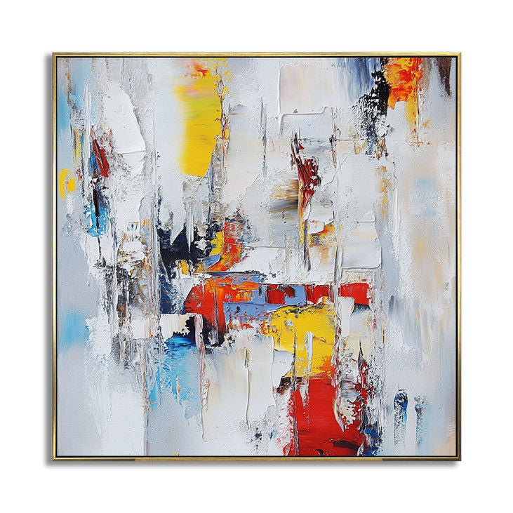 Hand Painted Abstract Canvas: Colorful Textured Art #YX26