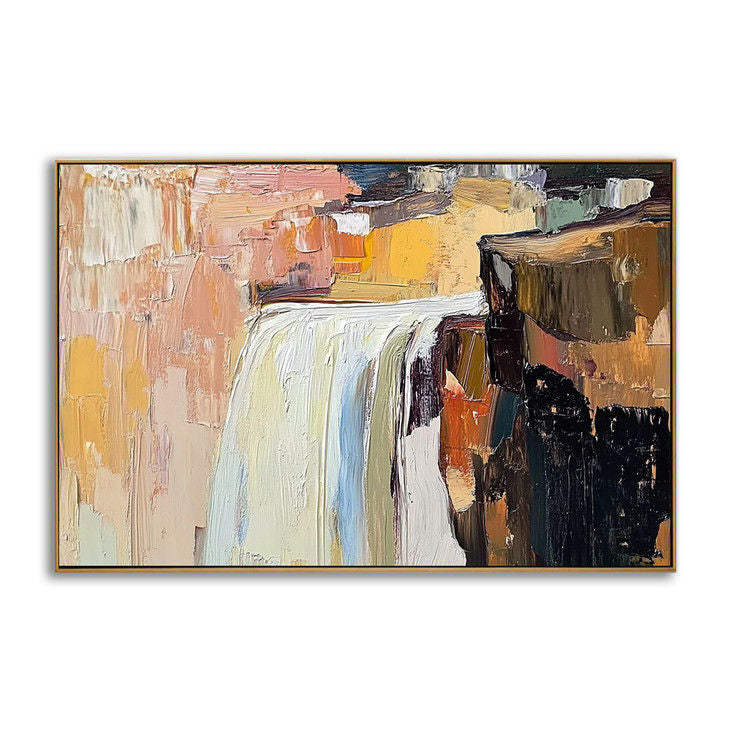 Abstract Nature Art: Waterfall Impasto for Office Spaces #YX123