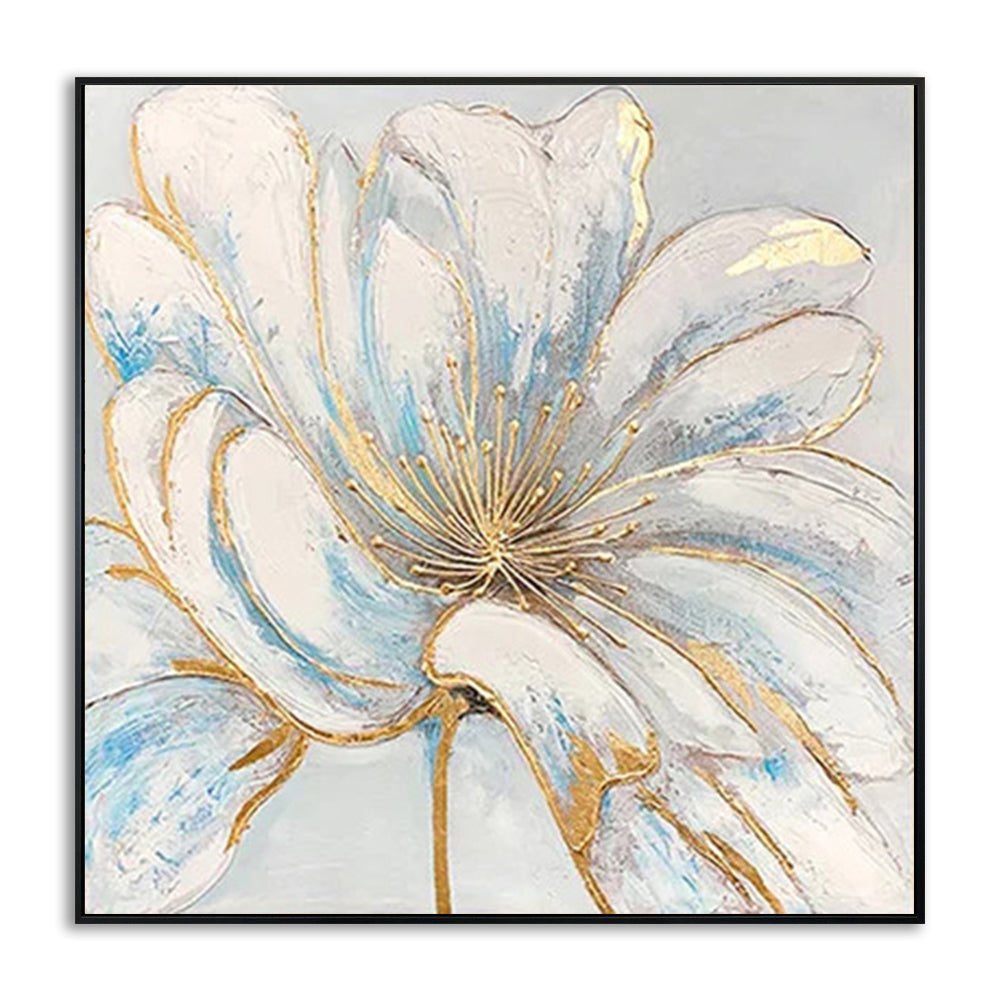 Abstract White Flower with Gold Details #YX327