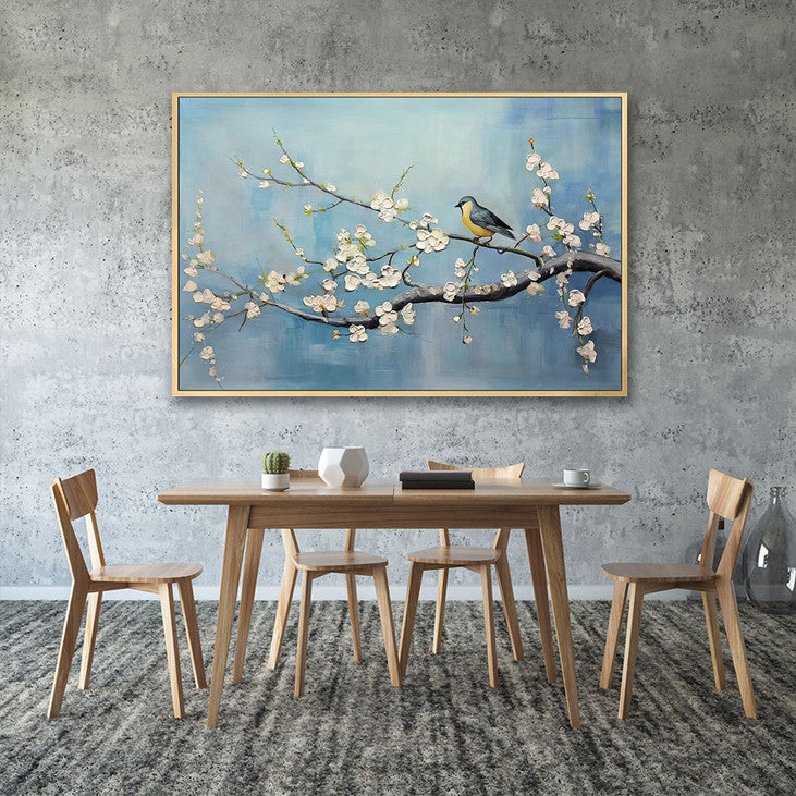 White Blossom & Bird Canvas #VA330