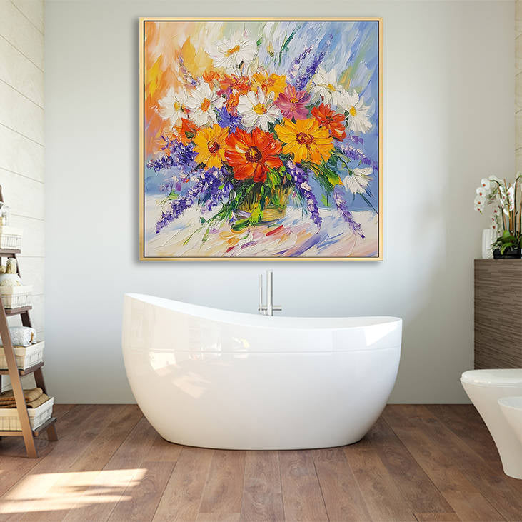 Hand Painted Textured Flower Vase Canvas #YX223