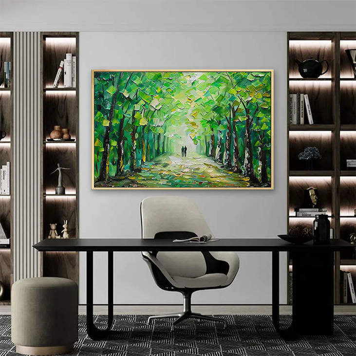 Hand Painted Forest Path Canvas Art #VA312