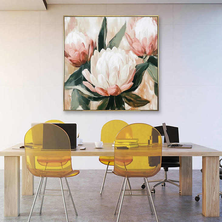 Blush Pink Protea Hand Painted Canvas #YX342