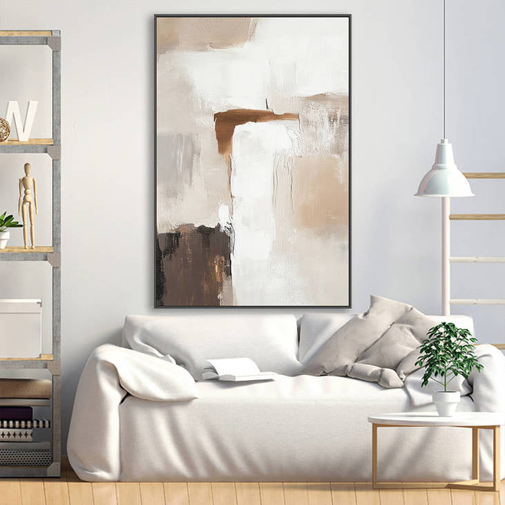 Abstract Beige Brown Textured Canvas Painting #YX328