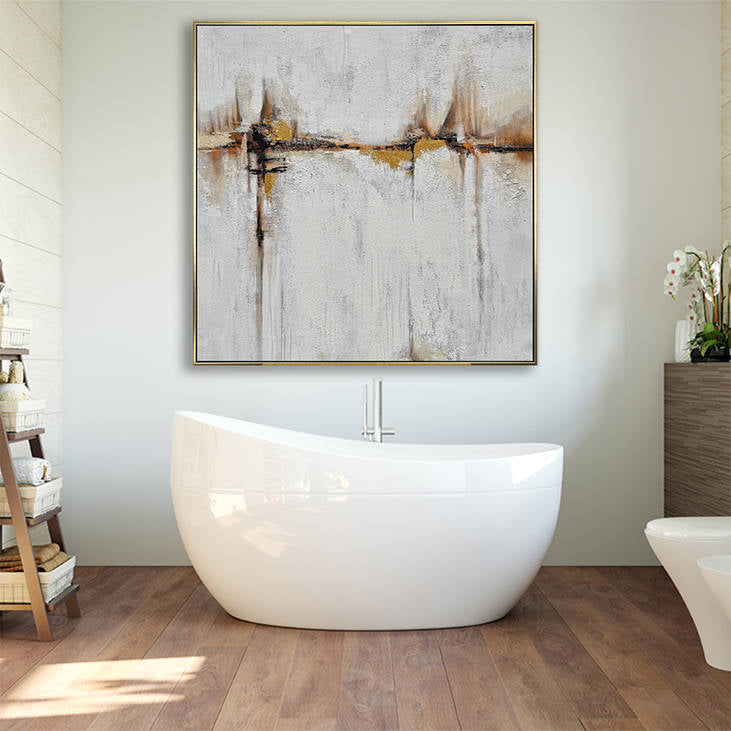 Abstract Beige & Gold Hand Painted Canvas Wall Art #YX306