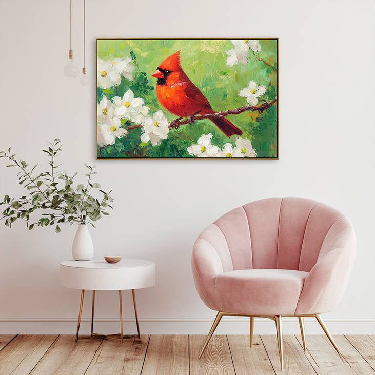 Hand Painted Red Cardinal Art #YX205