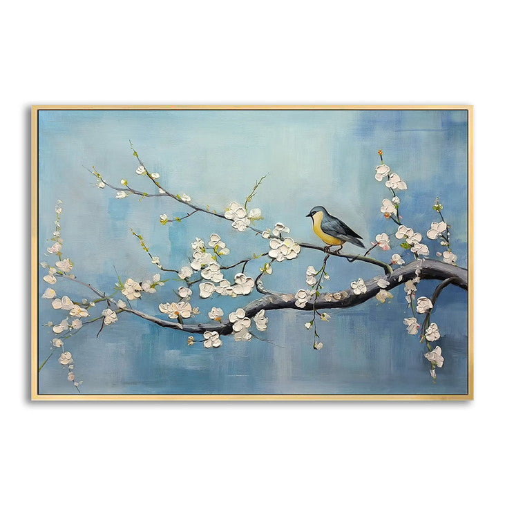 White Blossom & Bird Canvas #VA330