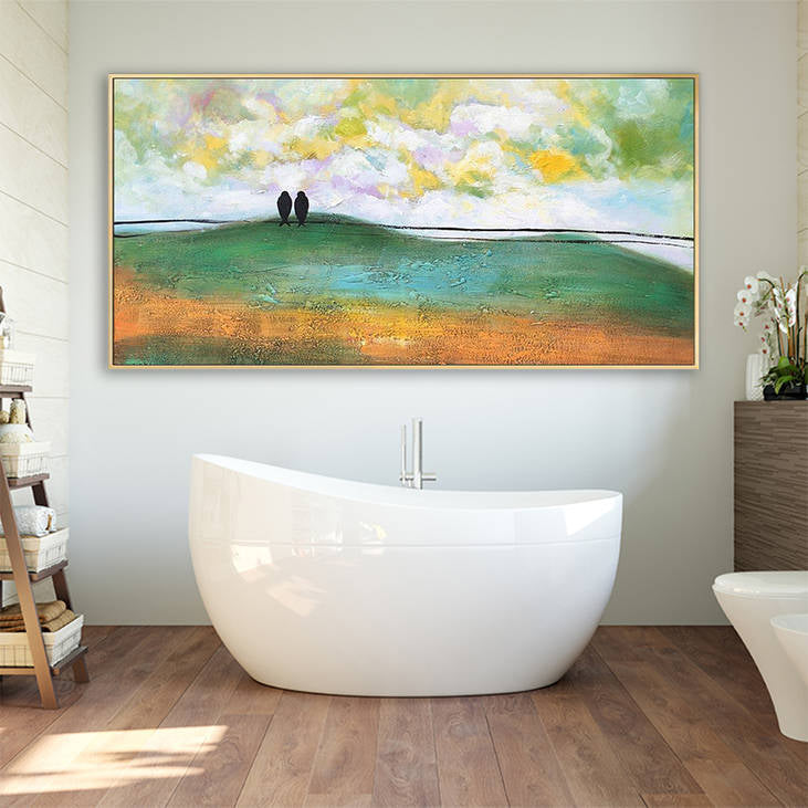 Abstract Landscape Painting with Birds #YX289
