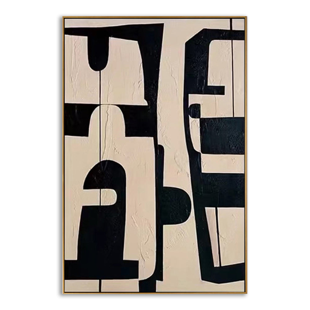 Black & Beige Abstract Geometric Wall Art #VA321