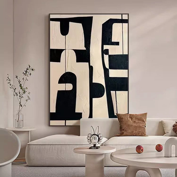 Black & Beige Abstract Geometric Wall Art #VA321
