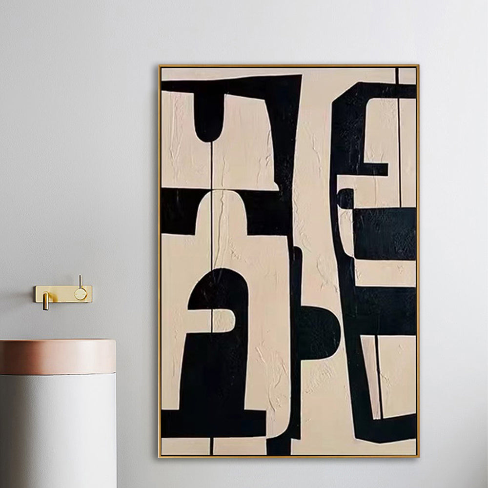 Black & Beige Abstract Geometric Wall Art #VA321