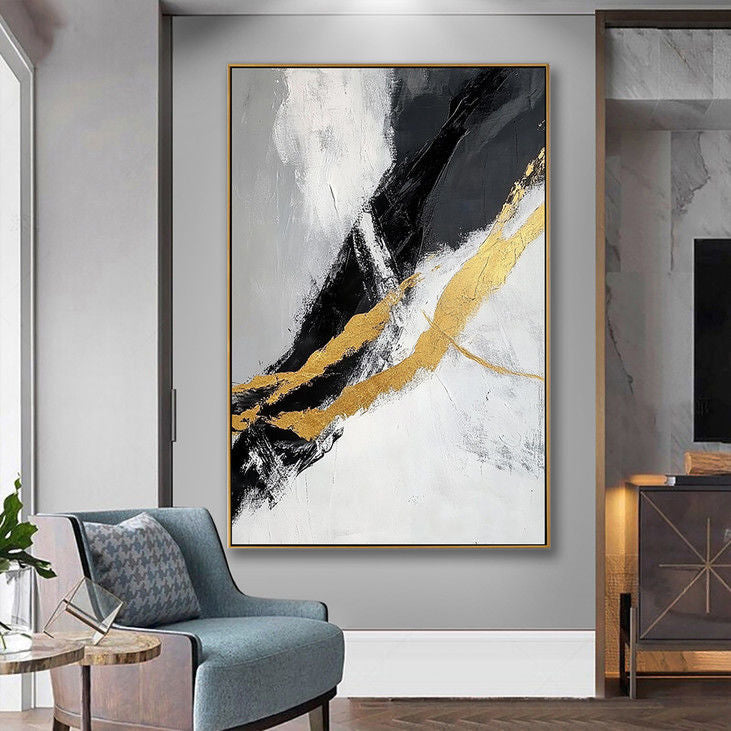 Minimalist Gold Accent Abstract Art #YX56