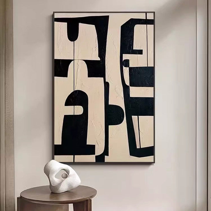 Black & Beige Abstract Geometric Wall Art #VA321