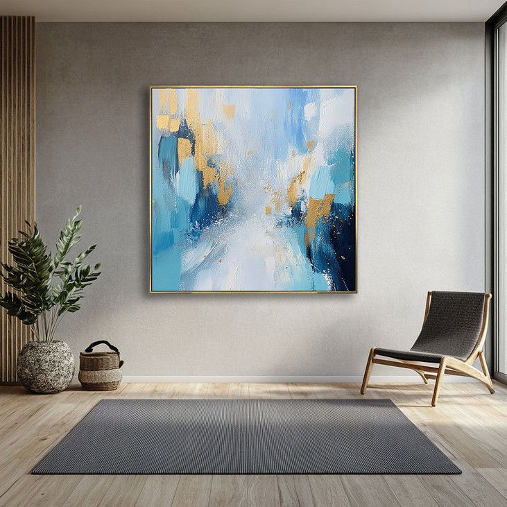 Artistic Blue and Gold Abstract #YX39