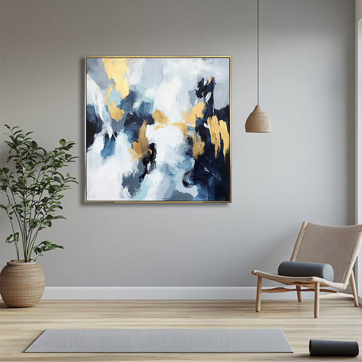 Gold Accent Abstract Handmade Canvas Painting #YX16