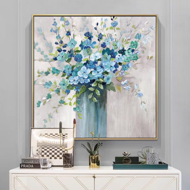 Blue Hydrangea Bouquet Canvas Art #VA320
