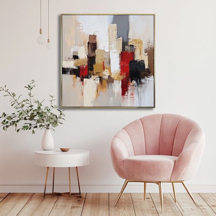 Large Square Abstract City Artwork #YX21