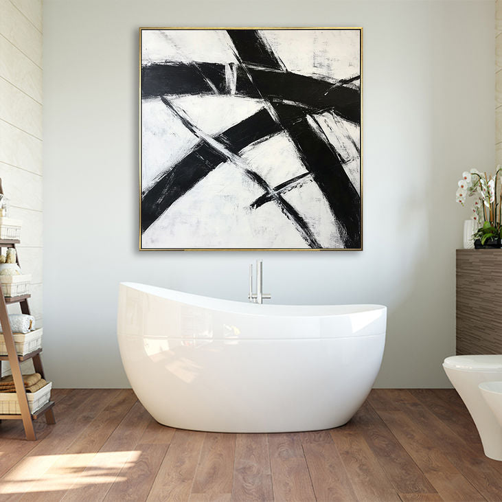 Abstract Intersecting Black Strokes Art #YX150