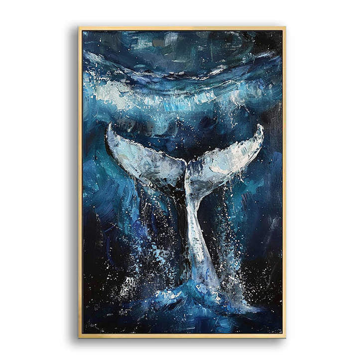 Blue Sea Whale Tail Canvas #VA318