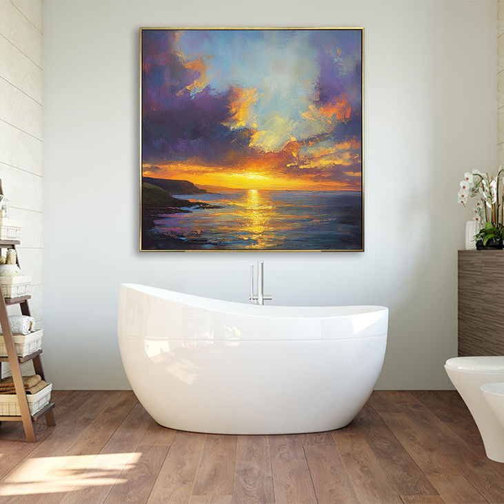 Coastal Sunset Dream: Abstract Seascape Art #YX157
