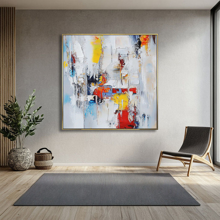 Hand Painted Abstract Canvas: Colorful Textured Art #YX26
