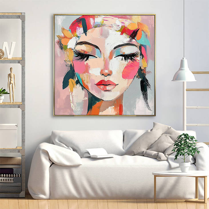 Abstract Colorful Portrait Canvas Painting #YX332