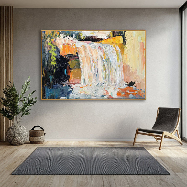 Hand Painted Colorful Waterfall Art #YX102