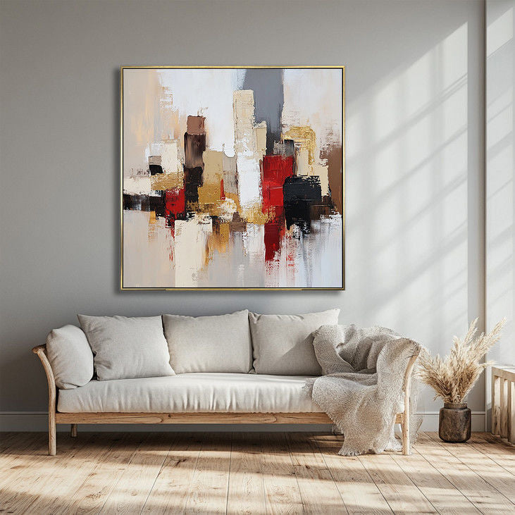 Large Square Abstract City Artwork #YX21