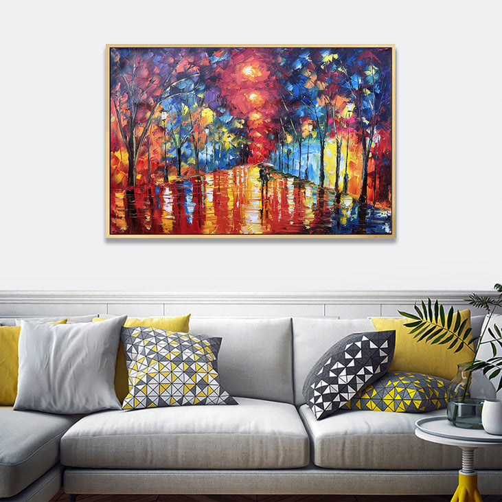 Impressionist Rainy Street Canvas Painting #VA353
