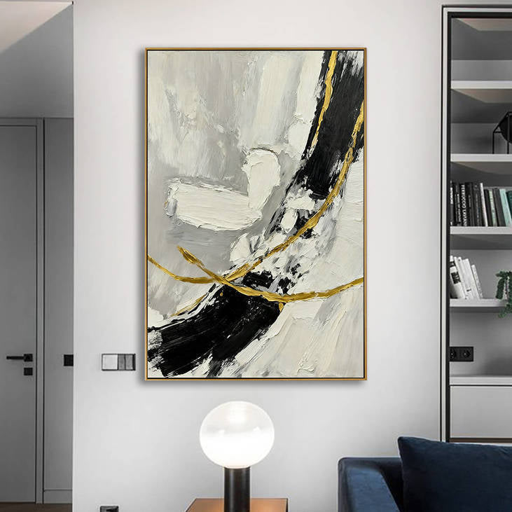 Hand Painted Abstract Decorative Wall Art with Gold Accents #YX363