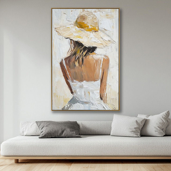 Impasto Lady in White Dress Canvas Art #YX47
