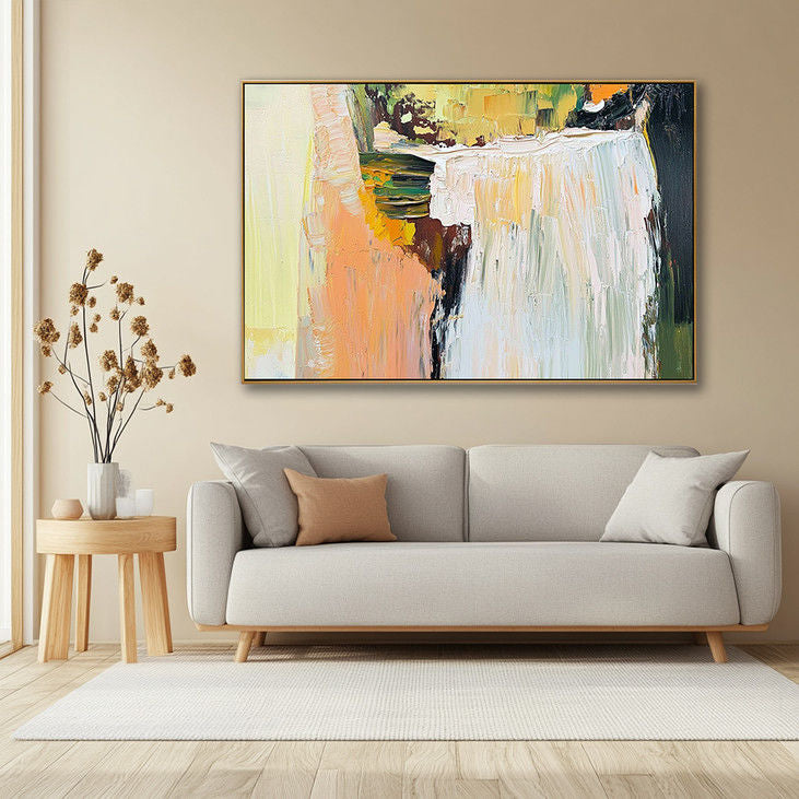 Impasto Abstract Waterfall Painting Textured Wall Art Centerpiece #YX127