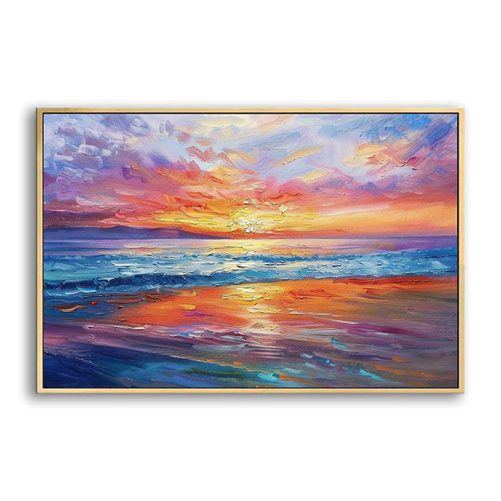 Impressionist Sunset Sea Canvas Painting #VA311