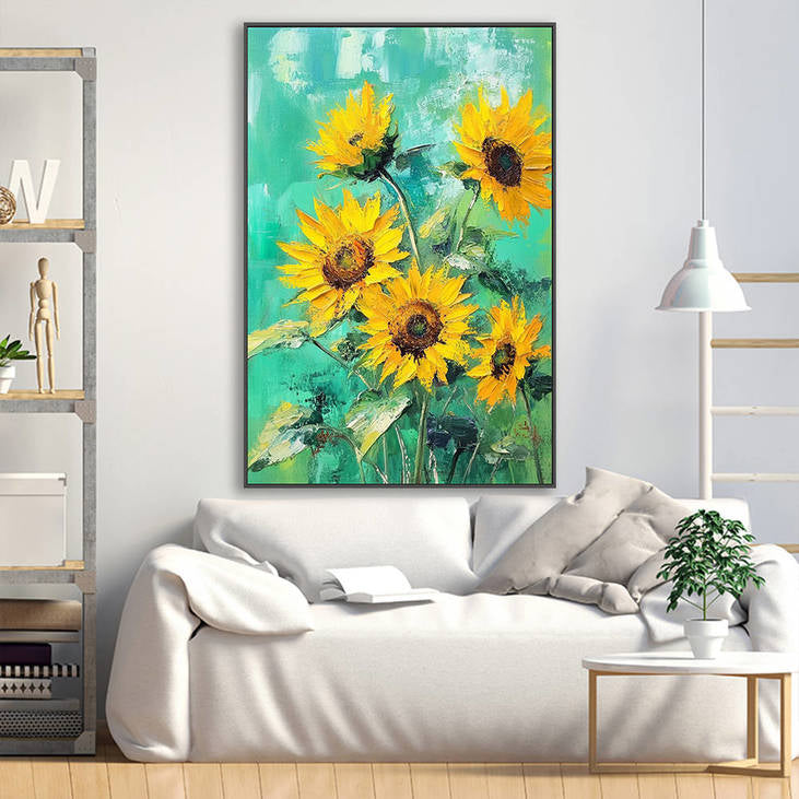 Hand Painted Sunflower Canvas Wall Art #YX327