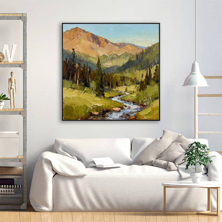 Mountain Stream & Forest Artwork for Home Decor #YX353