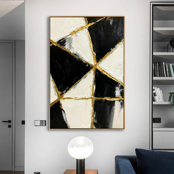 Hand Painted Geometric Abstract Decorative Wall Art #YX364
