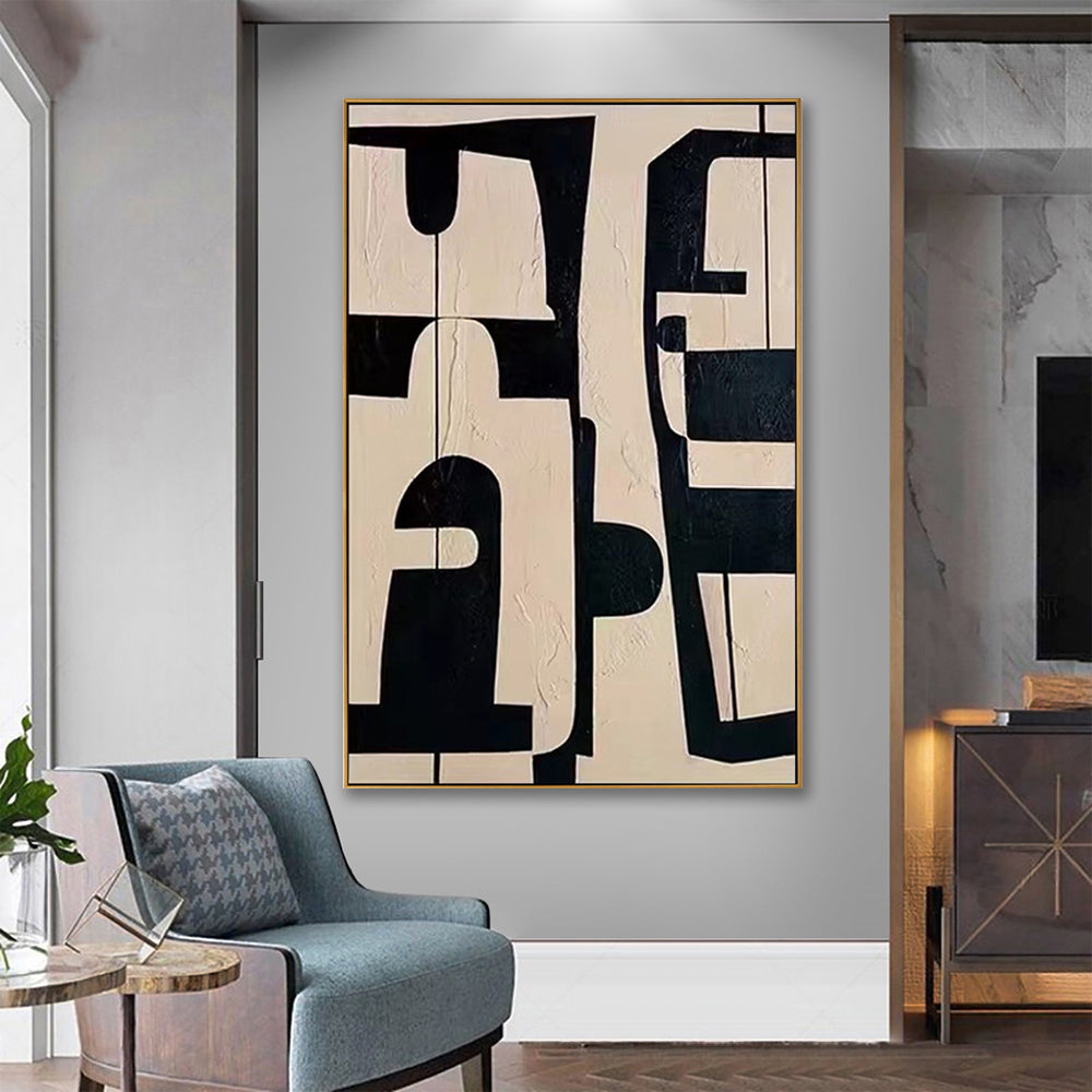 Black & Beige Abstract Geometric Wall Art #VA321