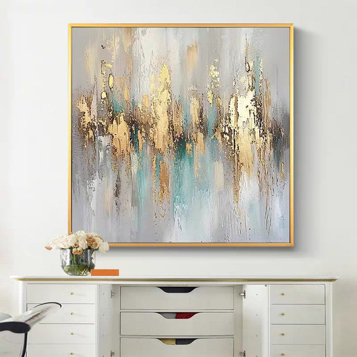 Textured Gold Foil Abstract Art #YX323