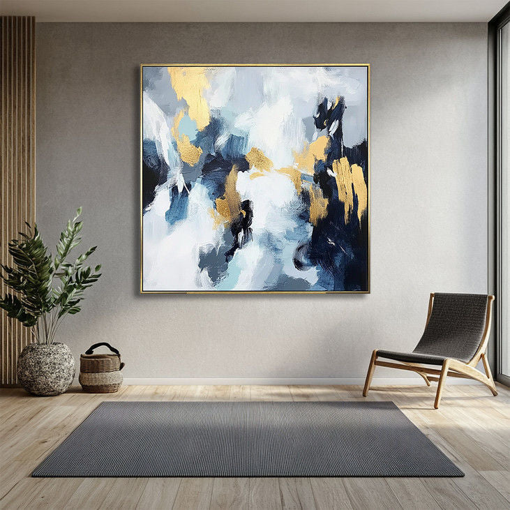 Gold Accent Abstract Handmade Canvas Painting #YX16