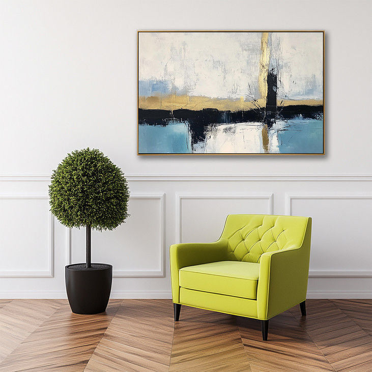 Calming Blue & Gold Abstract Art #YX119