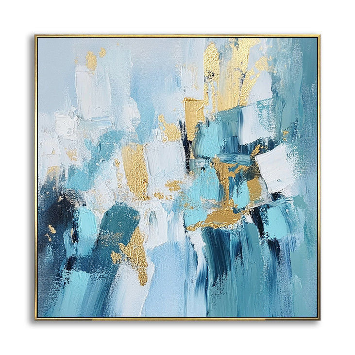 Gold Accented Impasto Abstract Painting #YX38